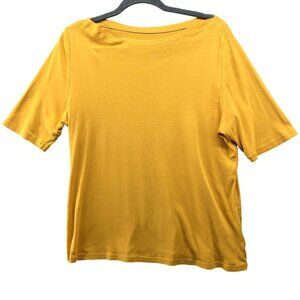Charter Club Luxury Pima Cotton T Shirt Womens XL Yellow Boat Neck Short Sleeve
